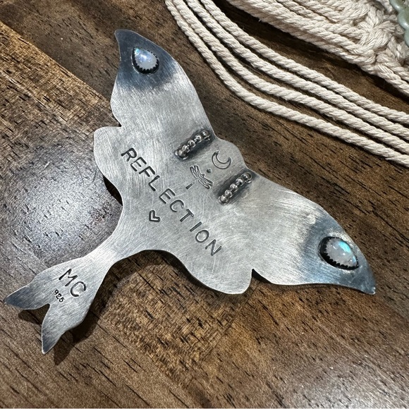 HUGE Chromafusion Luna Moth Opal & Moonstone Pendant – Sterling Silver 925 OOAK - Picture 5 of 6